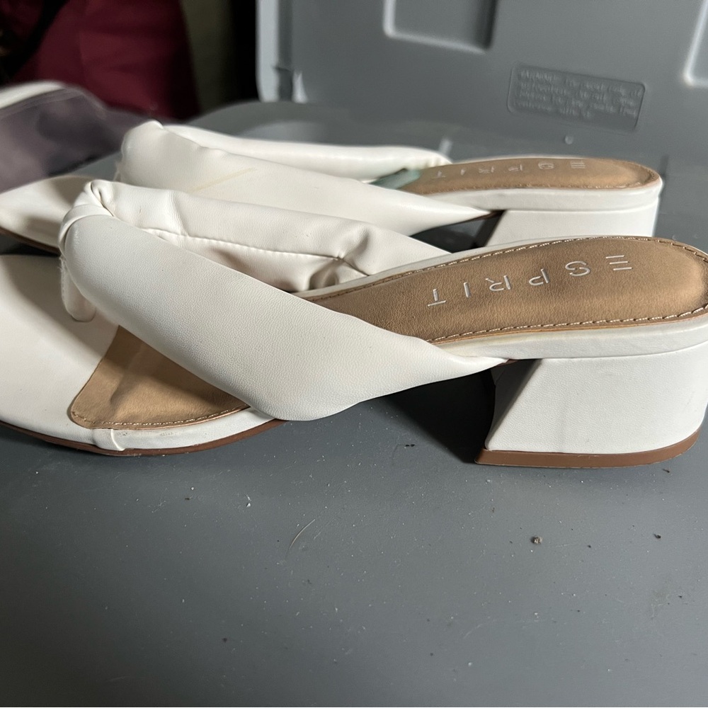 Esprit White Sandals with Knotted Strap and Square Toe - Picture 2 of 2